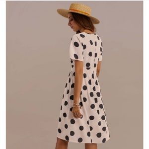 Petallush midi white/black polka dot dress